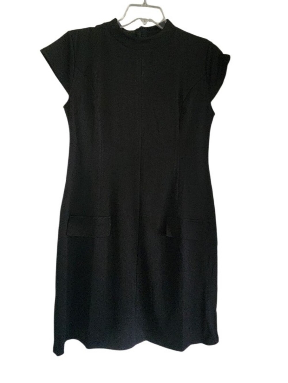 Classic Black Cap-Sleeve Shift Dress Sz Xl